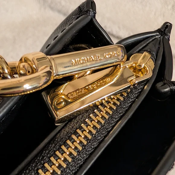 Michael Kors Black Crossbody with Gold Chain and Turn-Lock